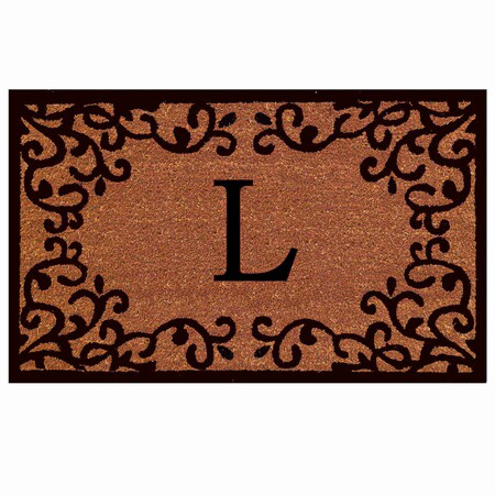 Monogram Door Mat, Natural, Black, 18 in W x 30 in L